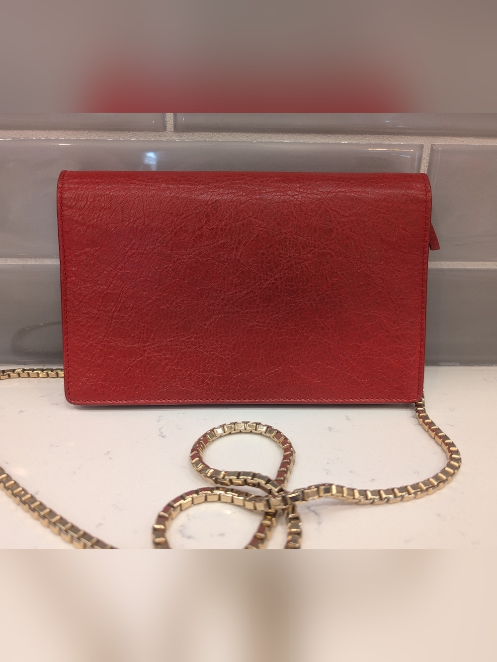 Balenciaga Agneau Red Leather Crossbody - Wallet On Chain - Picture 3 of 14